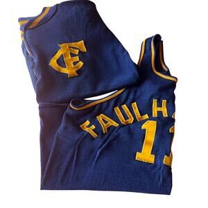 VTG 40s Empire Clyde Fliers Basketball Jerseys Union USA Blue Gold Faulhaber M L